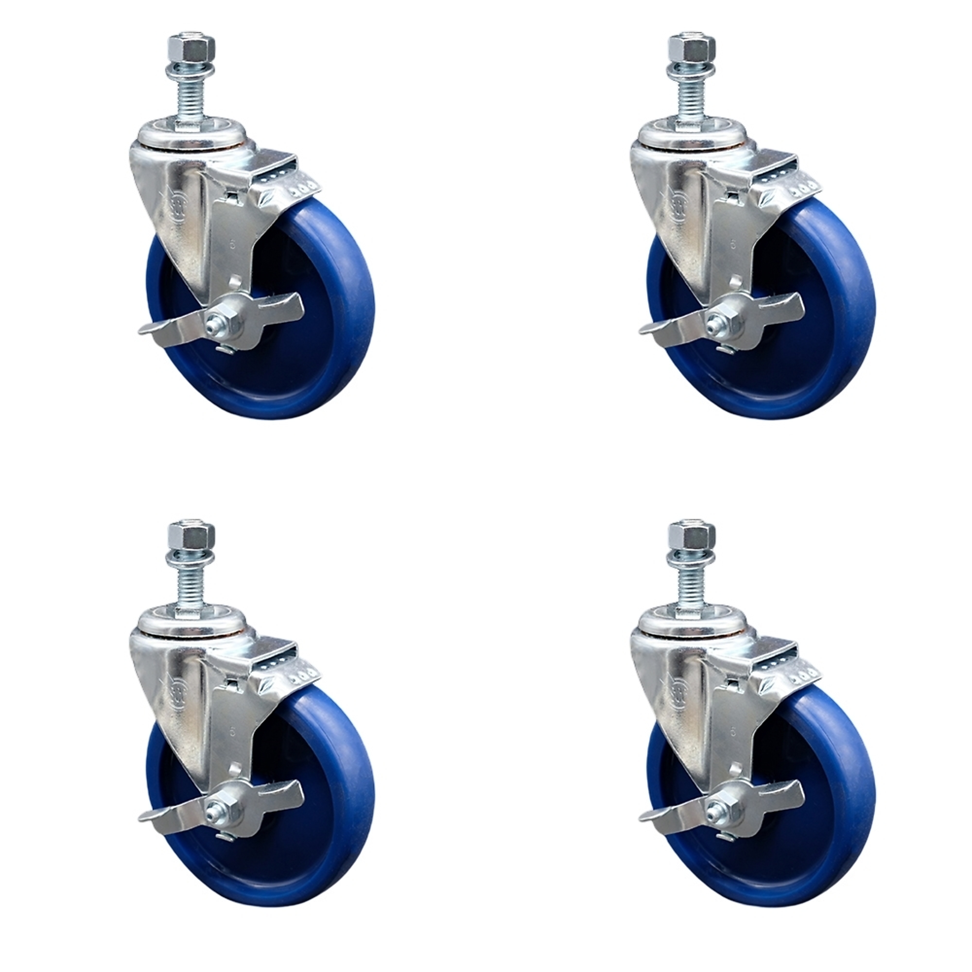 Service Caster, 5in. x 1 1/4in. Stem Casters, Wheel Diameter 5 in, Caster Type Swivel, Package (qty.) 4, Model# SCC-TS20S514-SPUS-TLB-381615-4